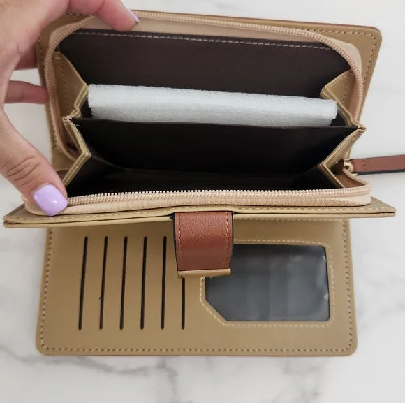 Spring & Summer Pu Leather Brown Leaf Cutout Women's Wallet - Picture 9 of 15